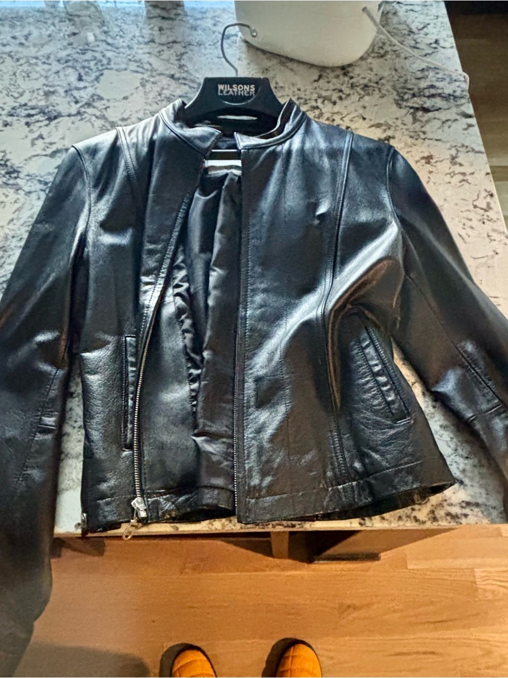 Wilsons Leather Women's Black Slim Zip Leather Jacket